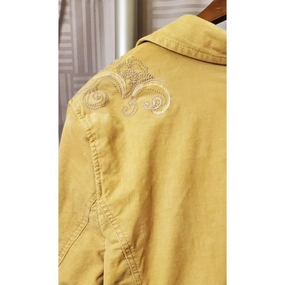 Avenue Jeans Tan Corduroy Jacket‎ Embroidery Size 18/20